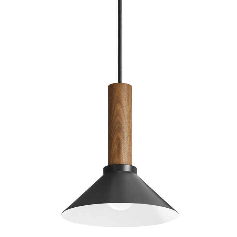 Emblem 1 - Light Pendant, 12" H x 14" W x 14" D, Black, Walnut