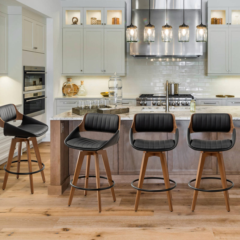 Jobani 65cm Swivel Bar Stool, Black