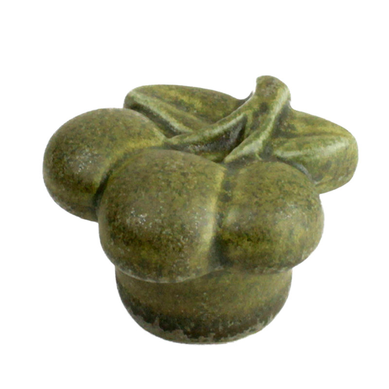 Poignée fantaisie peinte à la main 1 5/8 po de longueur, Vert olive