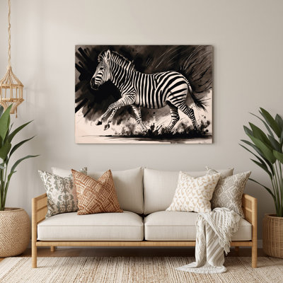 Wildlife Plains Zebra Black Metal Wall Art