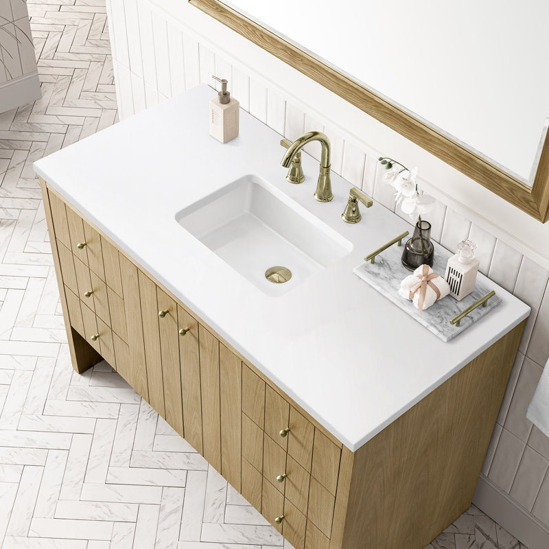 Hudson 48'' W Single Vanity, White Zeus, Light Natural Oak, 8" Widespread