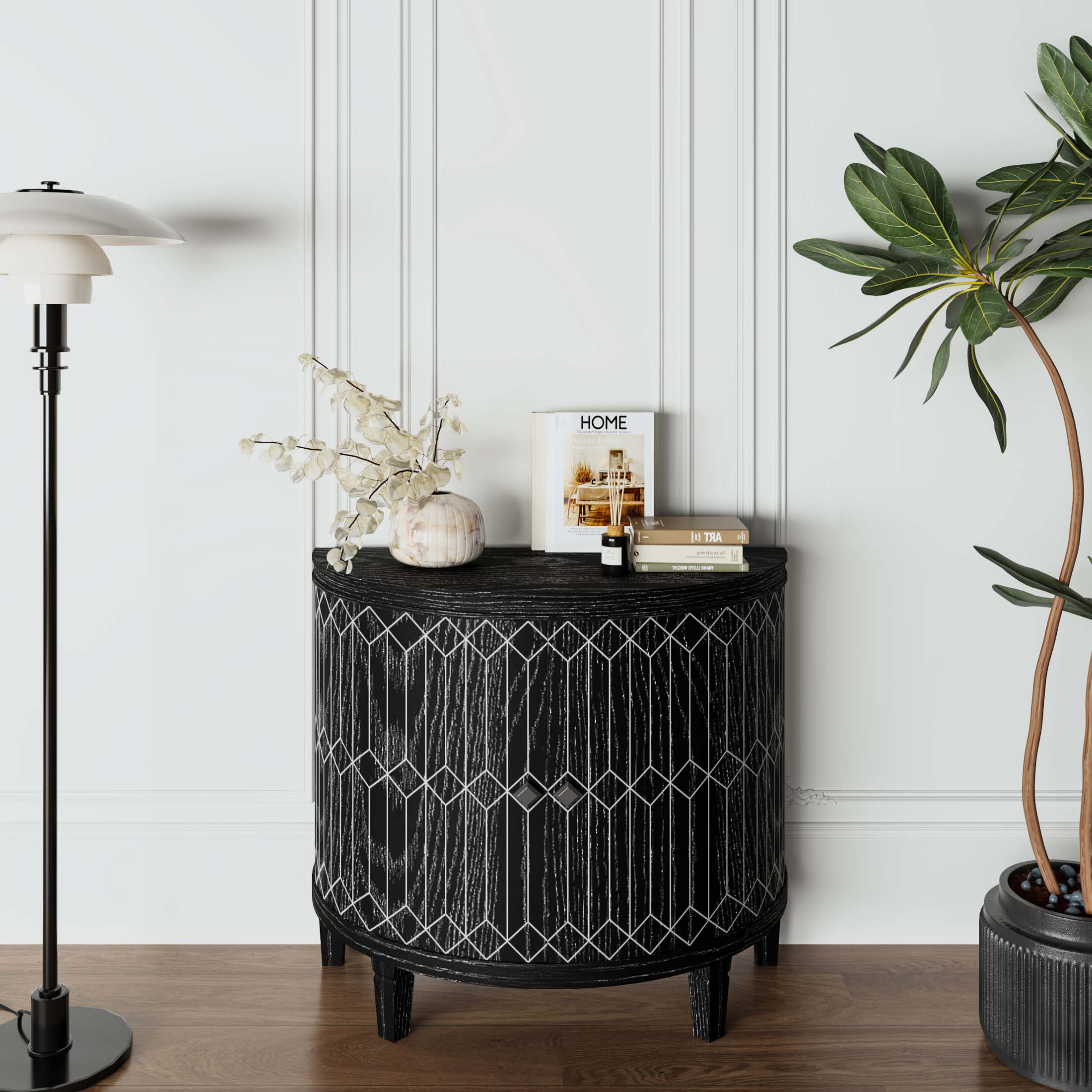 August Grove Accent Modern Halfmoon 2 Door Wooden