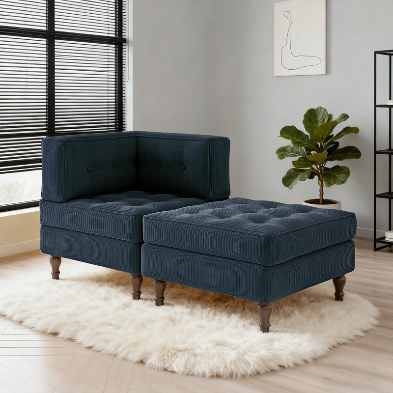 Upholstered Chaise Lounge, Navy
