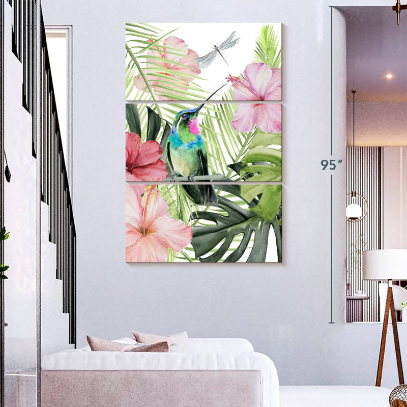 Brampt Hibiscus And Hummingbird II, 74" H x 48" W