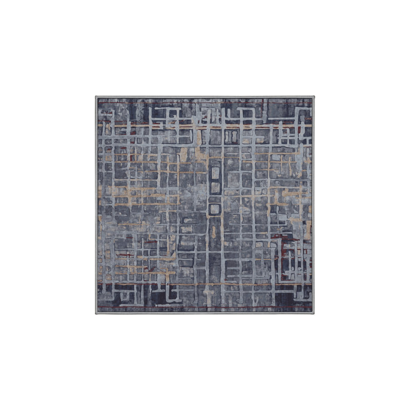 Tapis gris lavable à la machine, Carré 6 pi