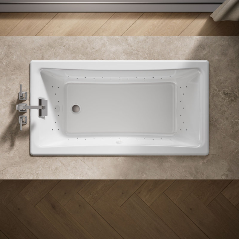 Baignoire tourbillon en fonte émaillée avec chauffe-eau 60 po x 32 po Tea-for-Two, Blanc, Polished Chrome