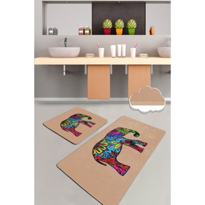 Premium Bathmat Set (2 Pieces), Antibacterial Polyester, 23.6 x 39.4 inches & 19.7 x 23.6 inches | Non-Slip Underside, 700 g/m² | Machine Washable, Soft & Durable for Bathroom Comfort, Stylish and Functional Design
