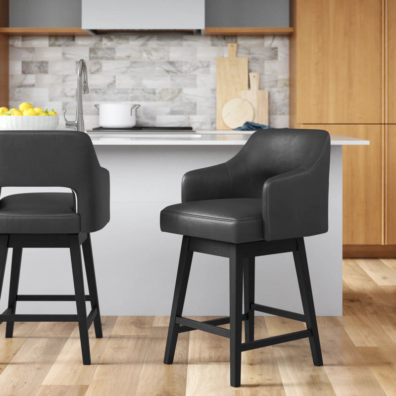Bethine Swivel 26'' Counter Stool, Retro Gray