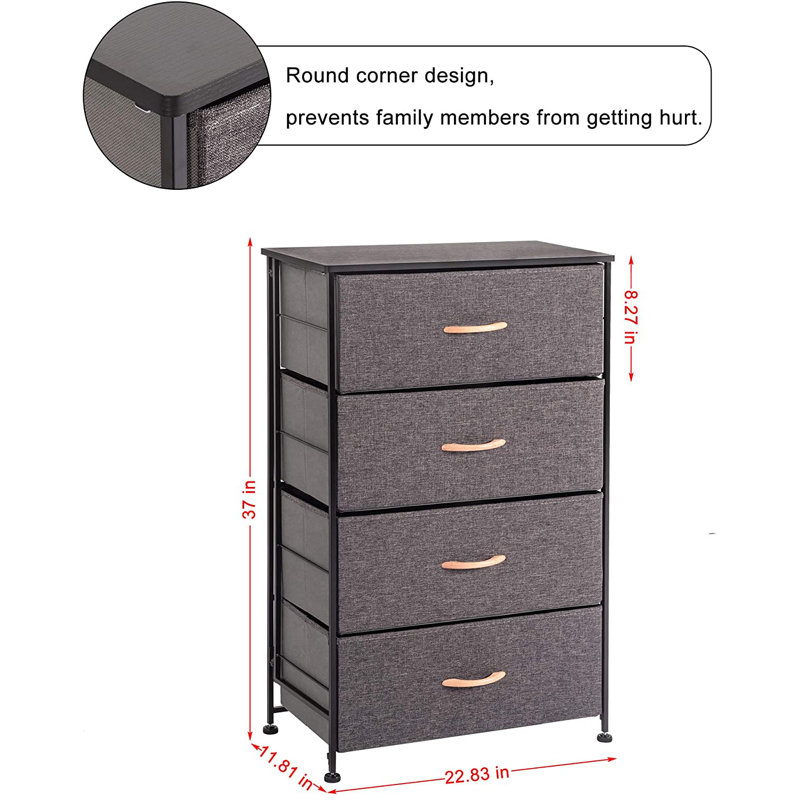 Commode 4 tiroirs l 22,83 po Ranney, Gris anthracite