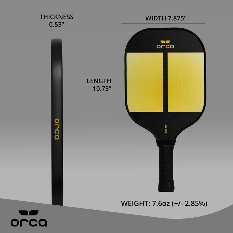 Palette de pickleball en fibre de carbone Orca Amity approuvée USAPA avec housse en néoprène