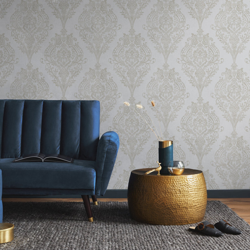 Kwon Damask Metallic Wallpaper Double Roll, Champagne