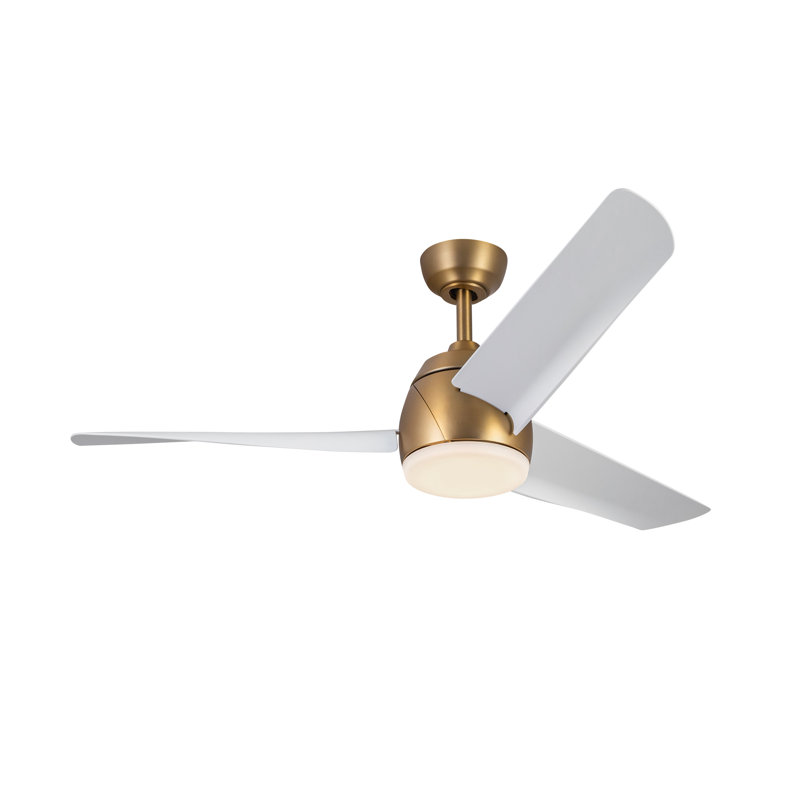 Thalia Smart LED Downrod Ceiling Fan, Brushed Gold, White