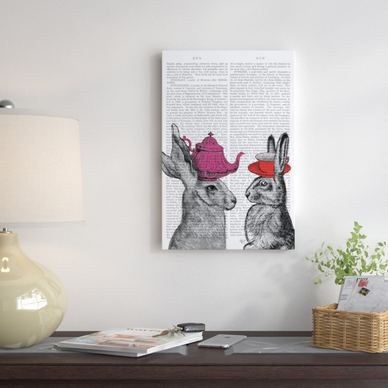 « lapin tea time i », impression sur toile, H 26 po x l 18 po x P 1,5 po