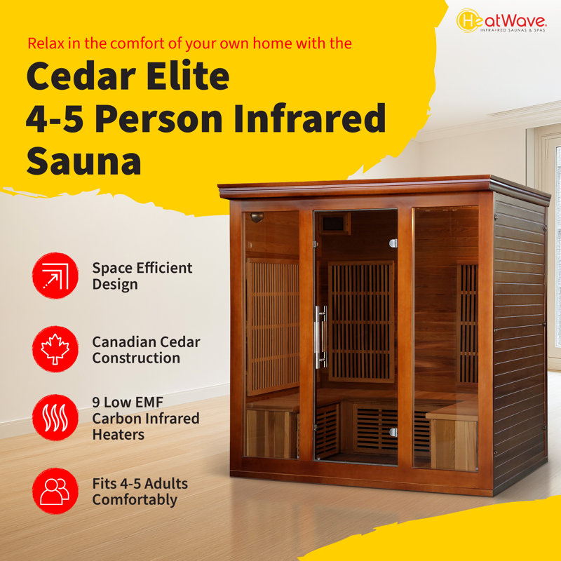 Elite 5-Person Canadian Red Cedar Infrared Sauna