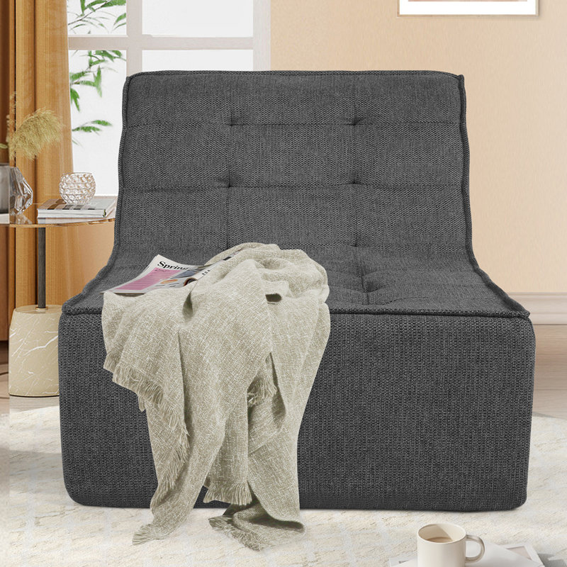 Serta 33"D x 39"W Ergonomic Linen Memory Foam Bean Bag Chair, Bean Bag Sofa with Removable and Machine Washable Cover, Accent Sofa Chair Lounger, Game Chair