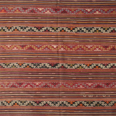 Tapis contemporain brun / rouge