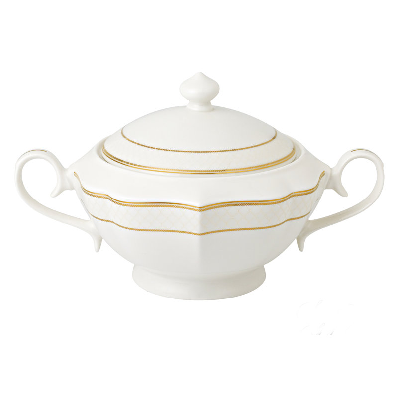 La Luna Bone China 3,5 pte Soupière, Blanc/doré