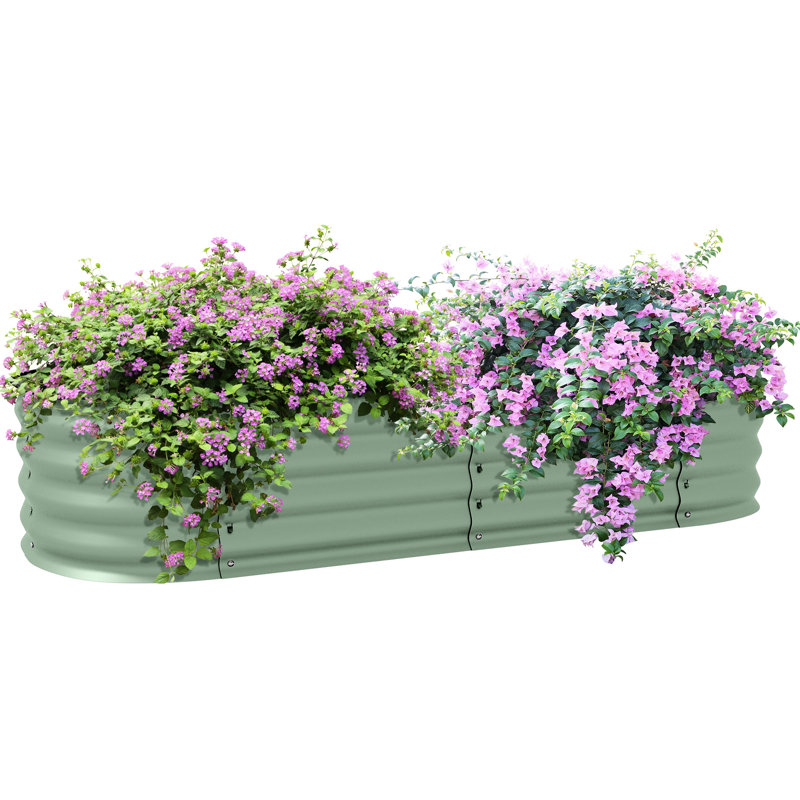 59" L X 24.5" W 11.4" H Galvanized Metal Garden Bed, Outdoor Elevated Planter With Edging, Facilitating Plant Cultivation Bed Kit, Feature, For Flower, Herb & Veggie Growth