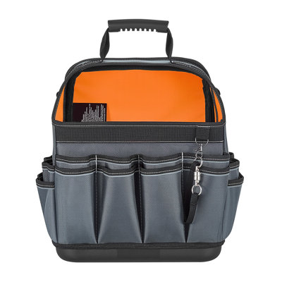Tool Bag, 13.2 Inch, 39-Pocket Open Top Tool Pouch, Portable Electrical Maintenance Toolbox Organizer Storage with Hard Plastic Base, Adjustable Shoulder Strap