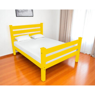 Base de lit grand jaune en bois massif