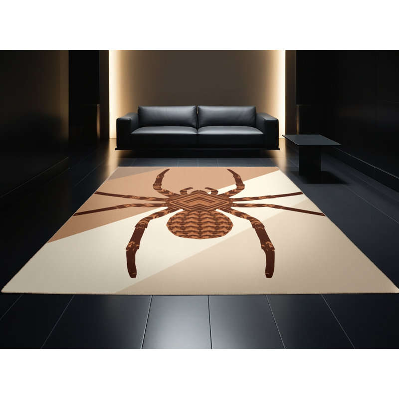 Tapis beige lavable à la machine Ozain Tarantula, 8 x 10