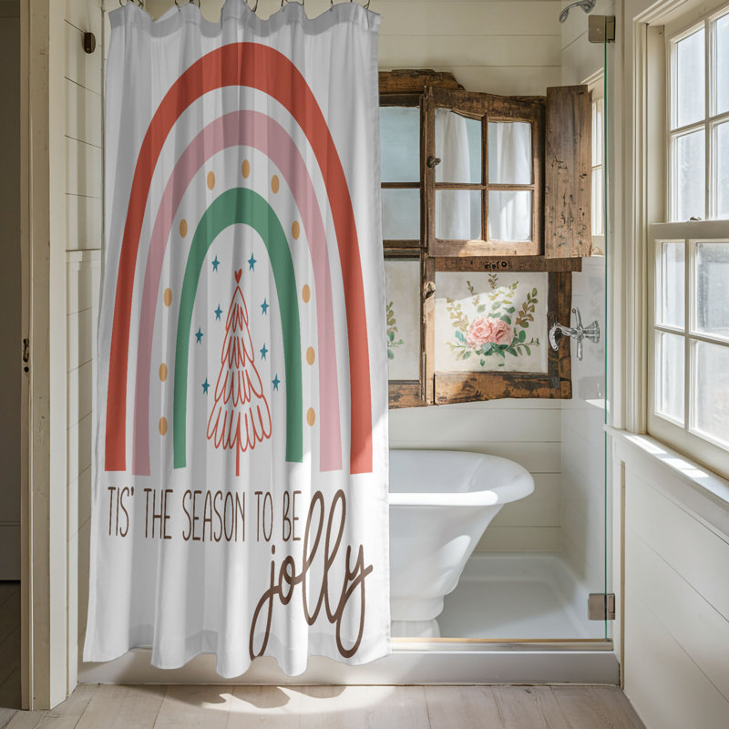 Rideau de douche 1 pièce Festive Rainbow, H 74 po x l 71 po