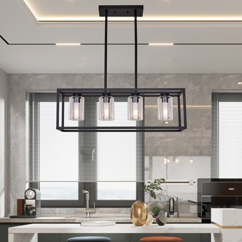 Dionna 4 - Light Dimmable Rectangle Chandelier, Matte Black