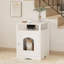 Enceinte de litière moderne en bois avec tablette de rangement et armoire cachée pour l'intérieur.