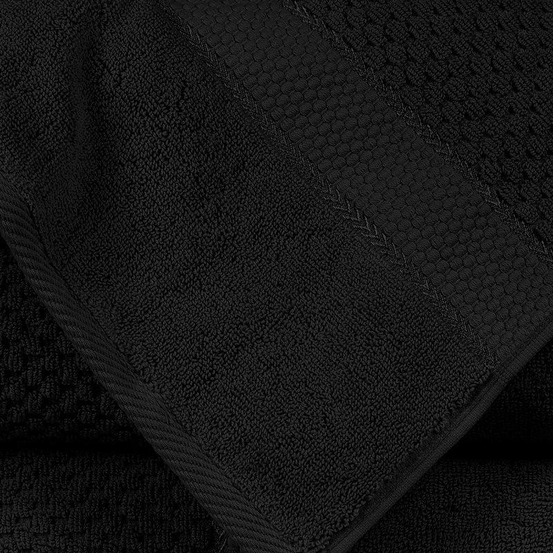 Collection de serviettes texturées 100% coton Mulaayam, Noir, noir, noir, noir