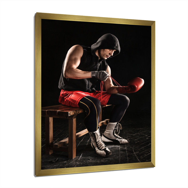 Martial Arts Combat Warrior IV sur toile, Encadrement doré, H 32 po x l 24 po x P 1 po