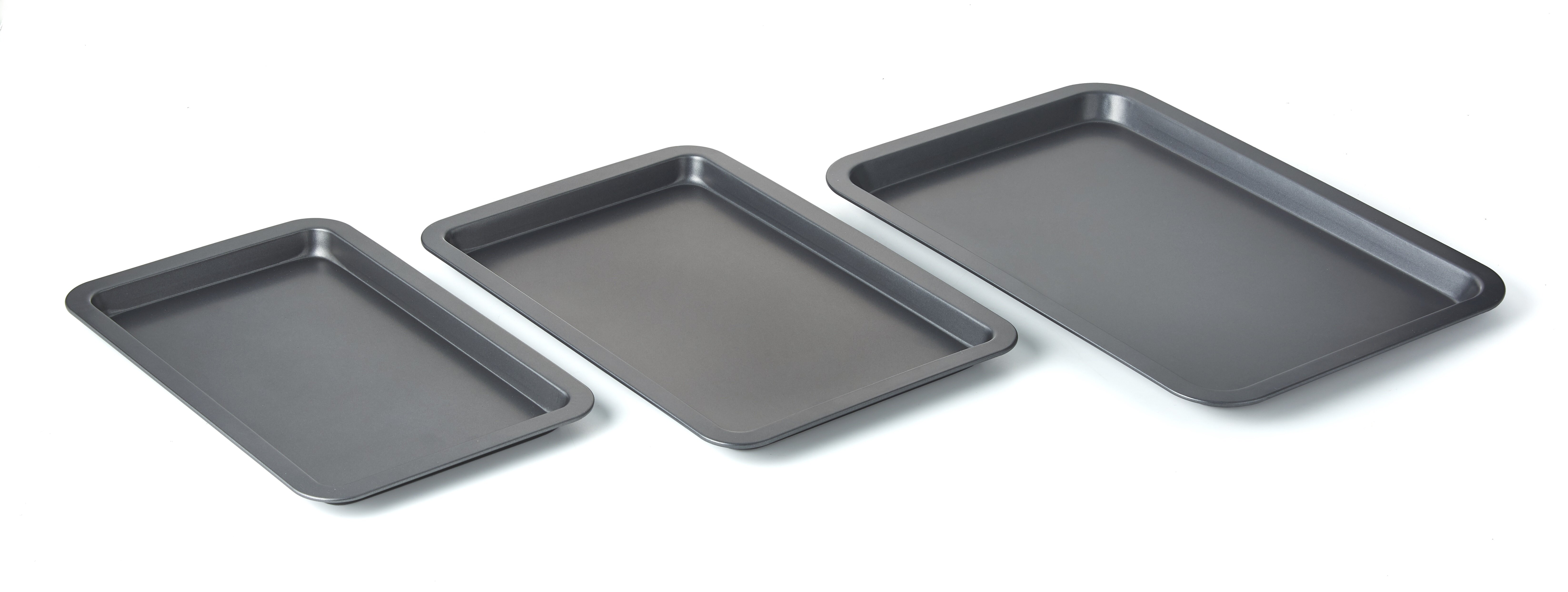 Non Stick Oven Pan Set of 2, Suice Baking Tray 11 x 9 & 9 x 6.5 Inch  Rectangle Carbon Steel Cookie Tray Toaster Baking Sheet for Home Bakery,  Cookie, Biscuit, Cake, Bread, Pizza - Black