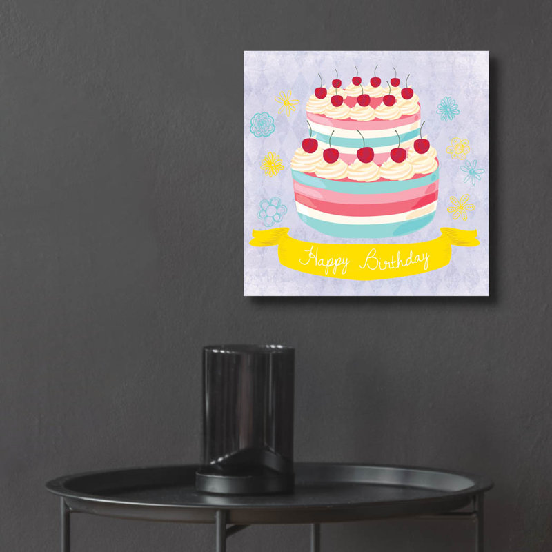  Art mural en verre «Bday Cake» par Erin Clark, 12 po x 12 po