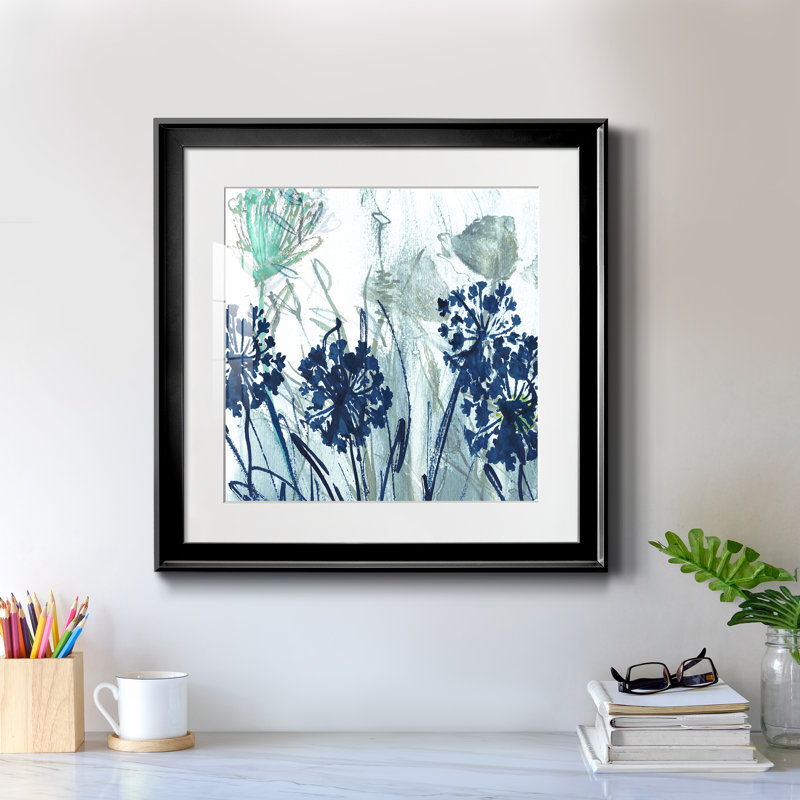Indigo Field I - peinture encadrée, H 17,5 po x l 17,5 po x P 1,5 po, Cadre noir