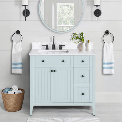 Layla 36 in. Single Sink Bathroom Vanity in Ice Blue with Top