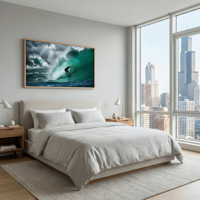 Tableau encadré sur toile « Vague de surf » (1 pièce), 122 x 61 cm, 48 x 24 pouces