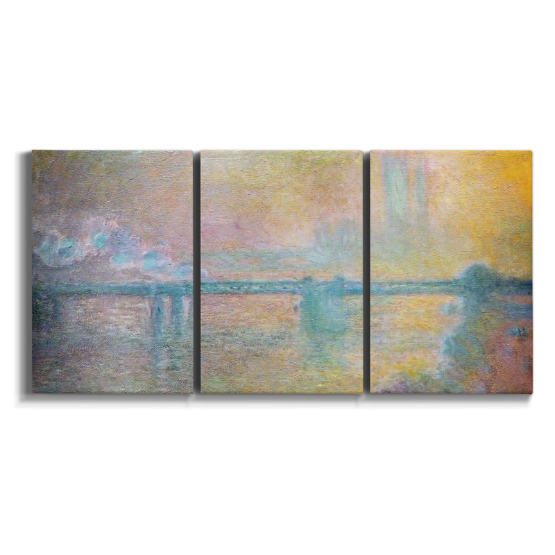 " The Rocky Cliffs Of Étretat " by Monet 3 - Pieces, 27" H x 54" W x 2" D
