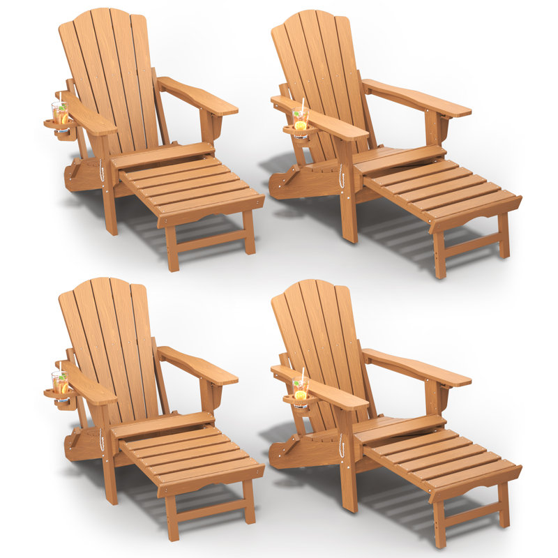 Dareona Pakkdiarie Folding Adirondack Chair with Cup Holder,HDPE Outdoor Chair with Comfort Ergonomic Seat for Patios,Lawn,Garden, Backyard Use
