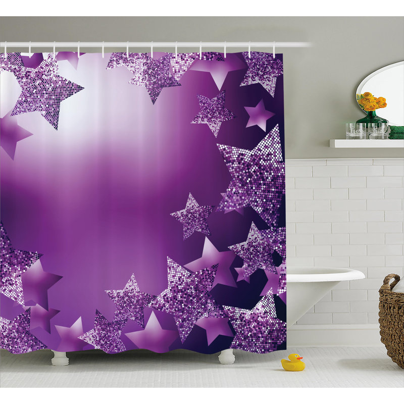 Rideau de douche en toile de fond christmas xmas étoiles et crochets, H 84 po x l 69 po
