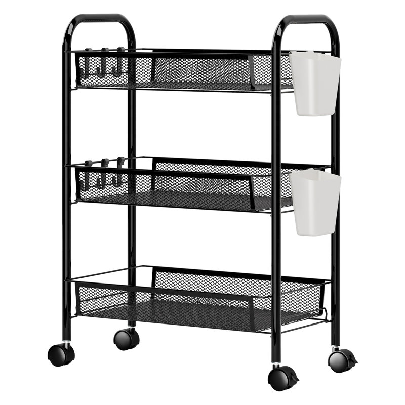 Panier de rangement pour fruits et légumes, panier de rangement empilable en métal à 5 niveaux avec roulettes à 360 degrés, panier de rangement pour fruits et légumes pour la cuisine, le garde-manger et la salle de bain