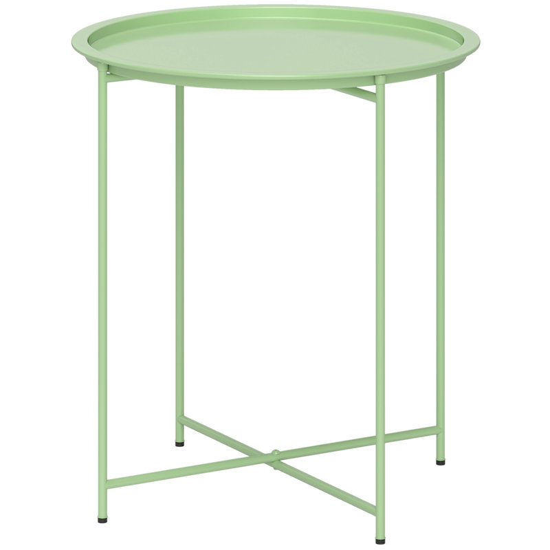 Outsunny Round Small Garden Table Removable Tray, Green