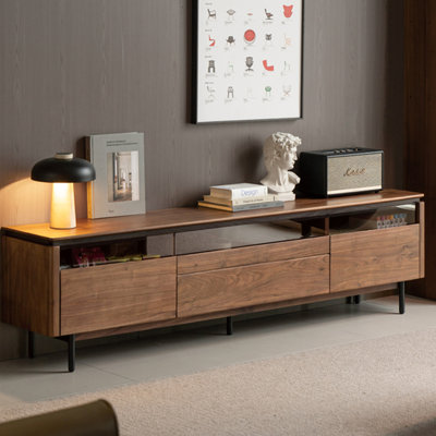 Black Walnut TV Stand with Storage Drawers