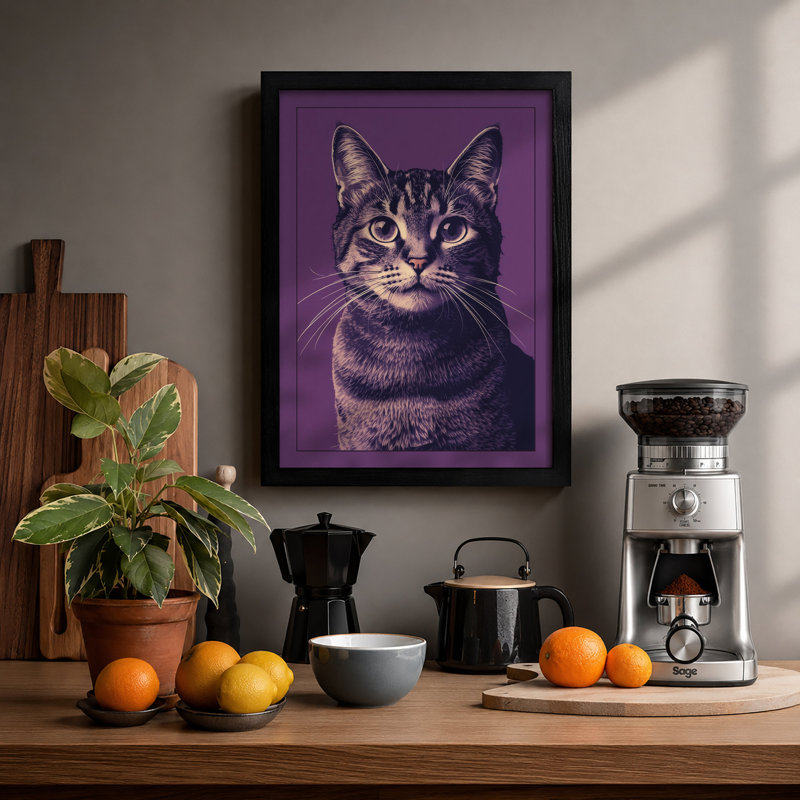 Tabby Gaze Modern - Framed Print, Black, A3 - 42.0 x 29.7 cm