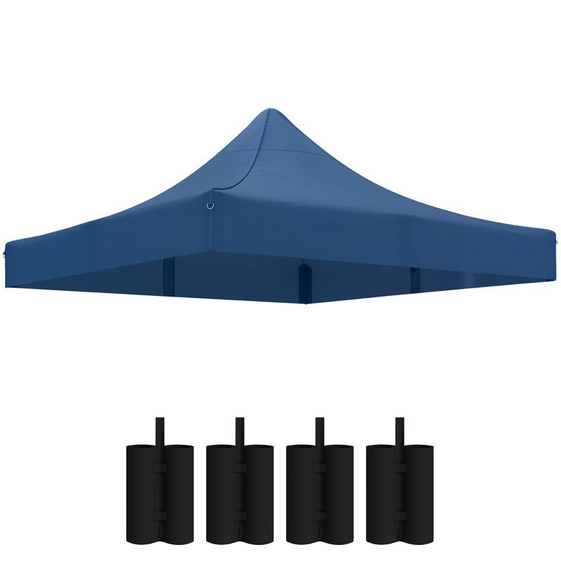 Toit de rechange de 3 m x 3 m pour tente pliante avec 4 sacs de sable, Bleu