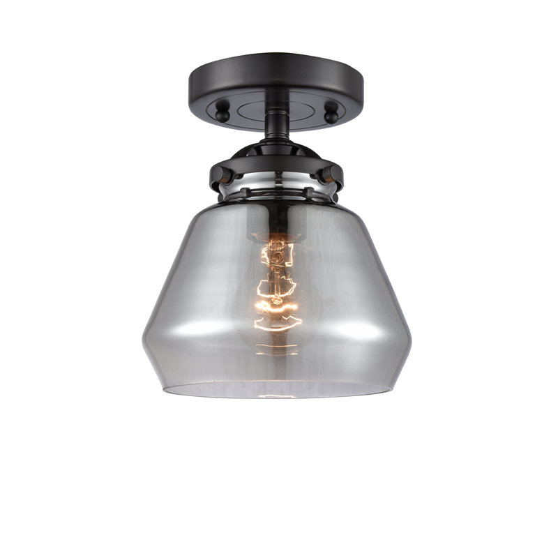 Rivka Glass Semi Flush Mount, Black Antique Brass, Plated Smoke, LED