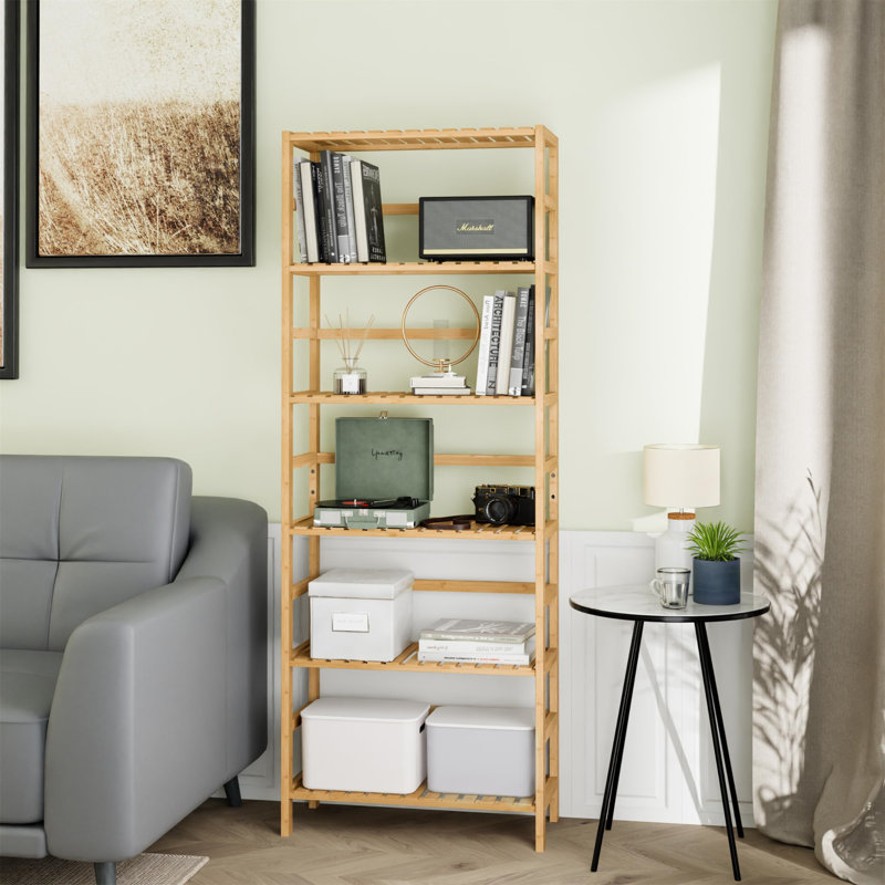 Borreri 161cm H x 60cm W Etagere Bookcase, Natural