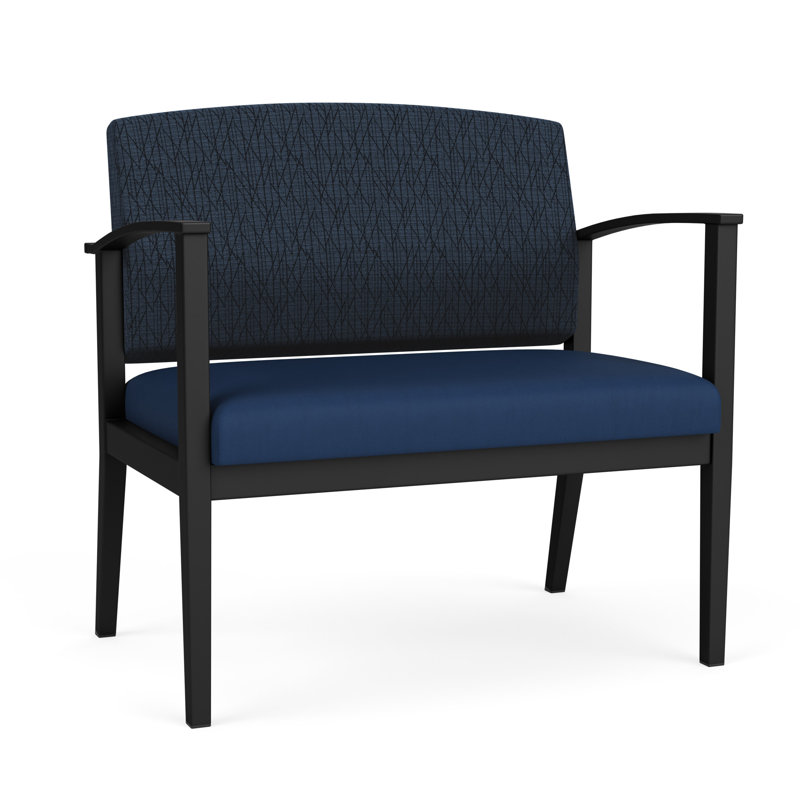 Chaise en acier Amherst, Noir, Portes ouvertes en tissu bleu marine