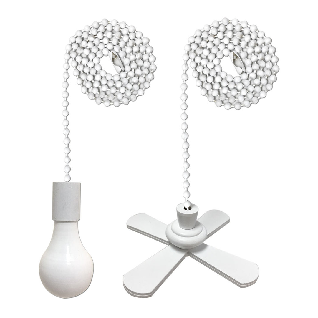 2 Piece Fan and Light Bulb Shaped Ceiling Fan Pull Chain Set Royal Designs 