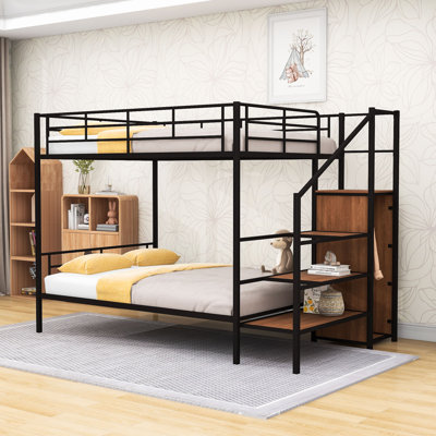 Metal Bunk Bed With Storage Wardrobe And Staircase