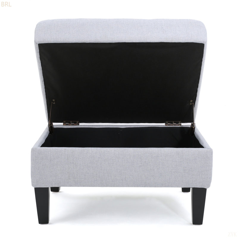 Anjuman Upholstered Ottoman, Light Gray, Light Gray Fabric