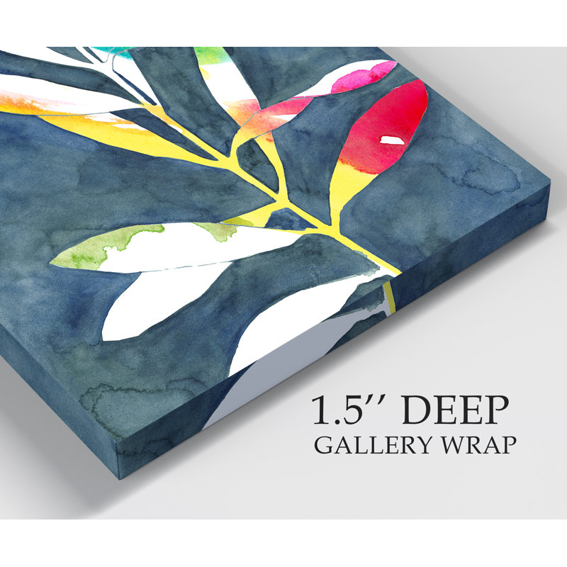 « indigo leaves i »-impression sur toile, H 12 po x l 8 po x P 1,5 po, Toile tendue